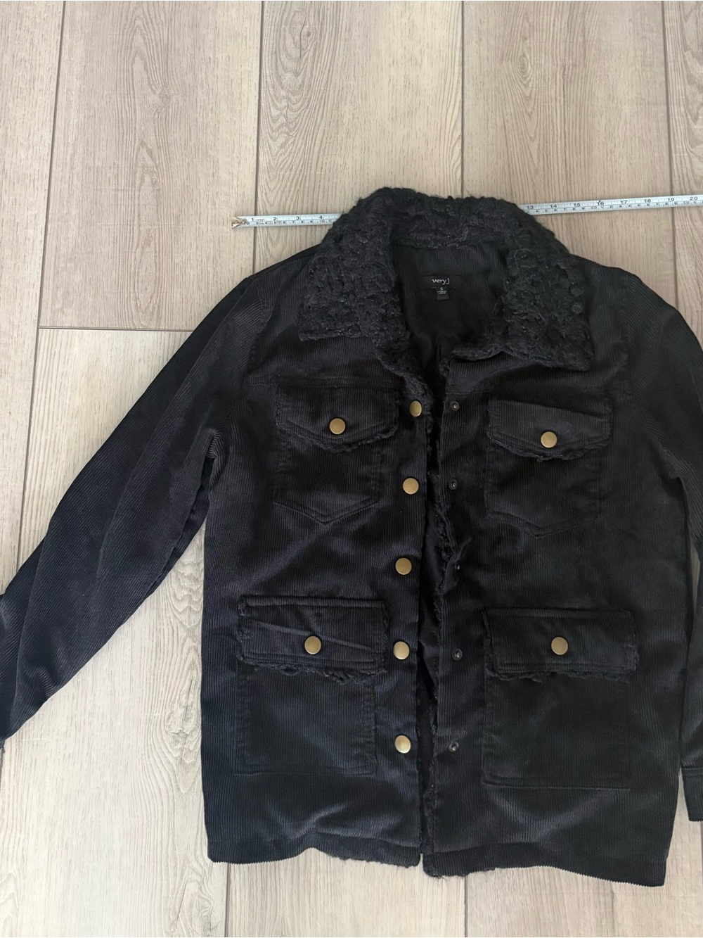 Very J Black Corduroy Sherpa Utility Jacket